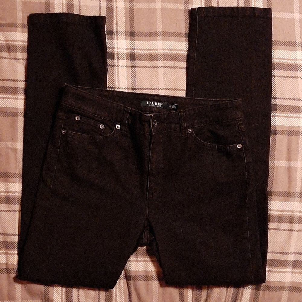 Lauren‎ by Ralph Lauren Black Denim Straight Leg Jeans Size 6 Classic Normcore